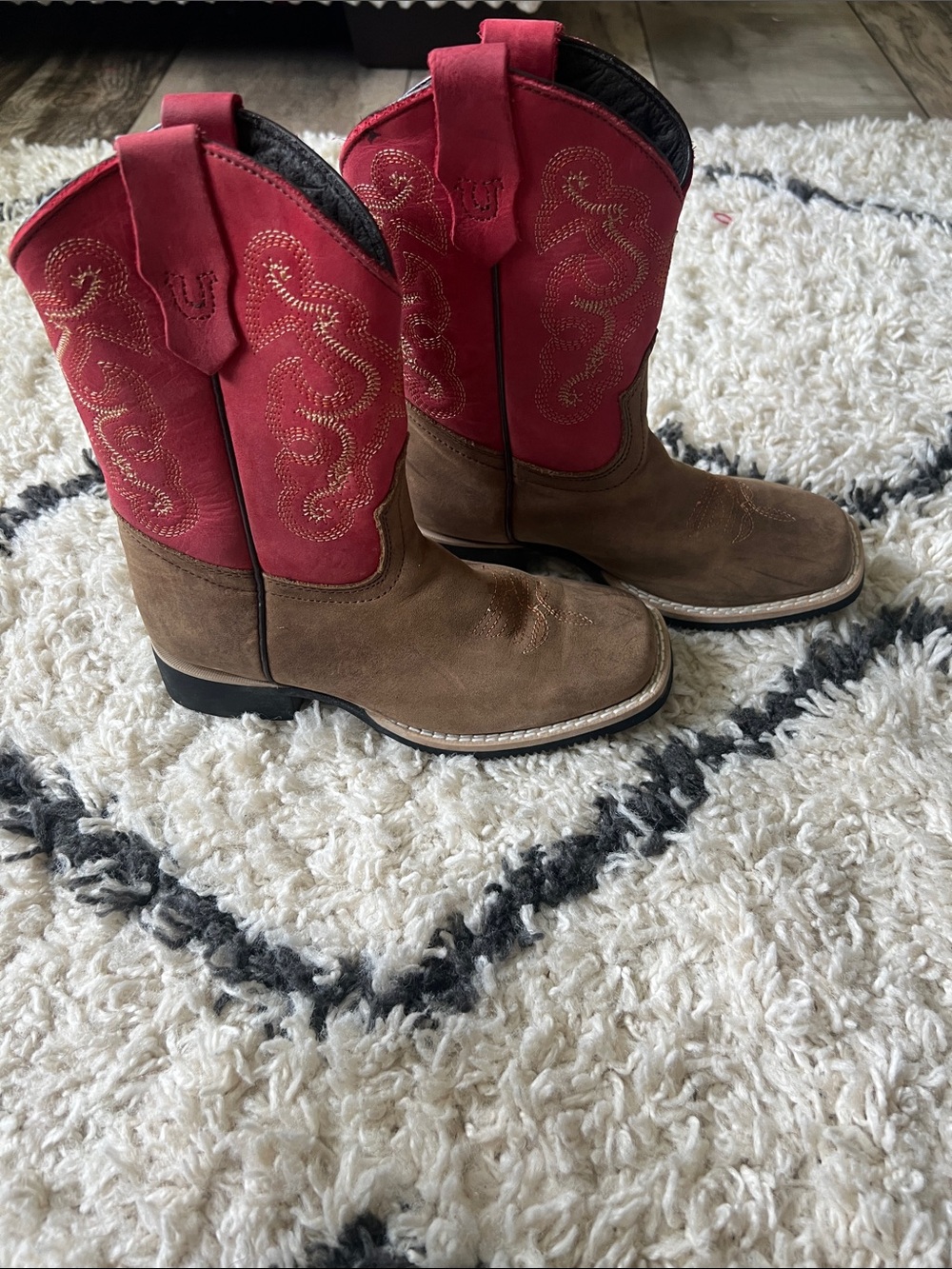 J.B. Dillon Kids Brown & Red Western Cowboy Boots